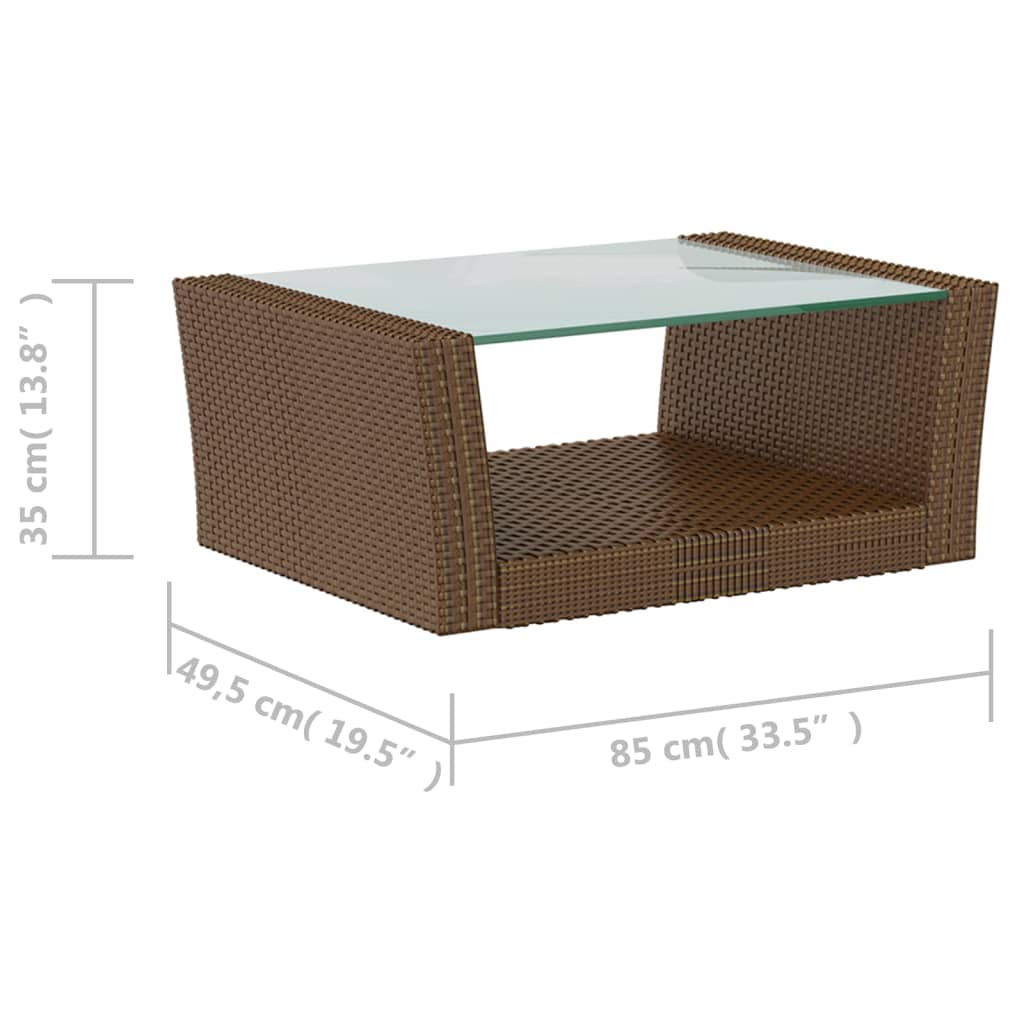 16-delige Loungeset met kussens poly rattan bruin - Afbeelding 11