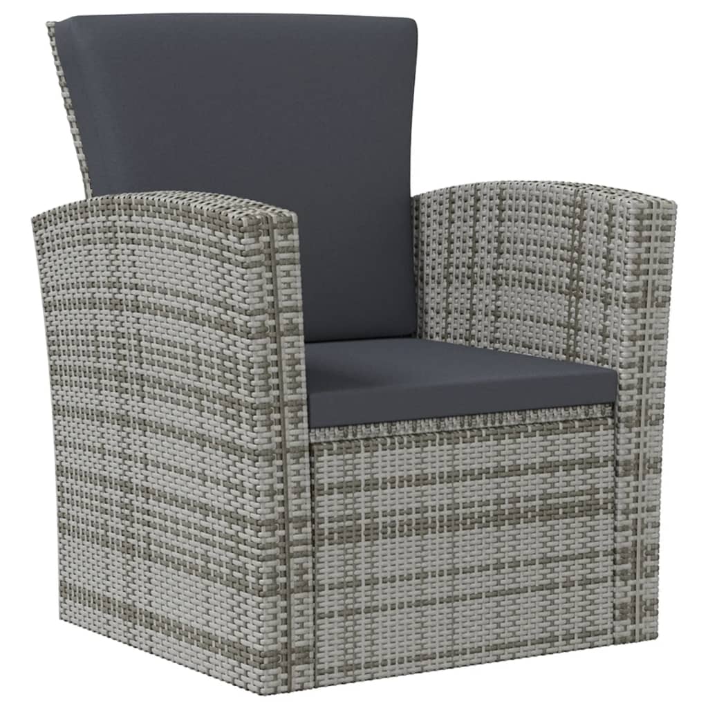 16-delige Loungeset met kussens poly rattan grijs - Afbeelding 3