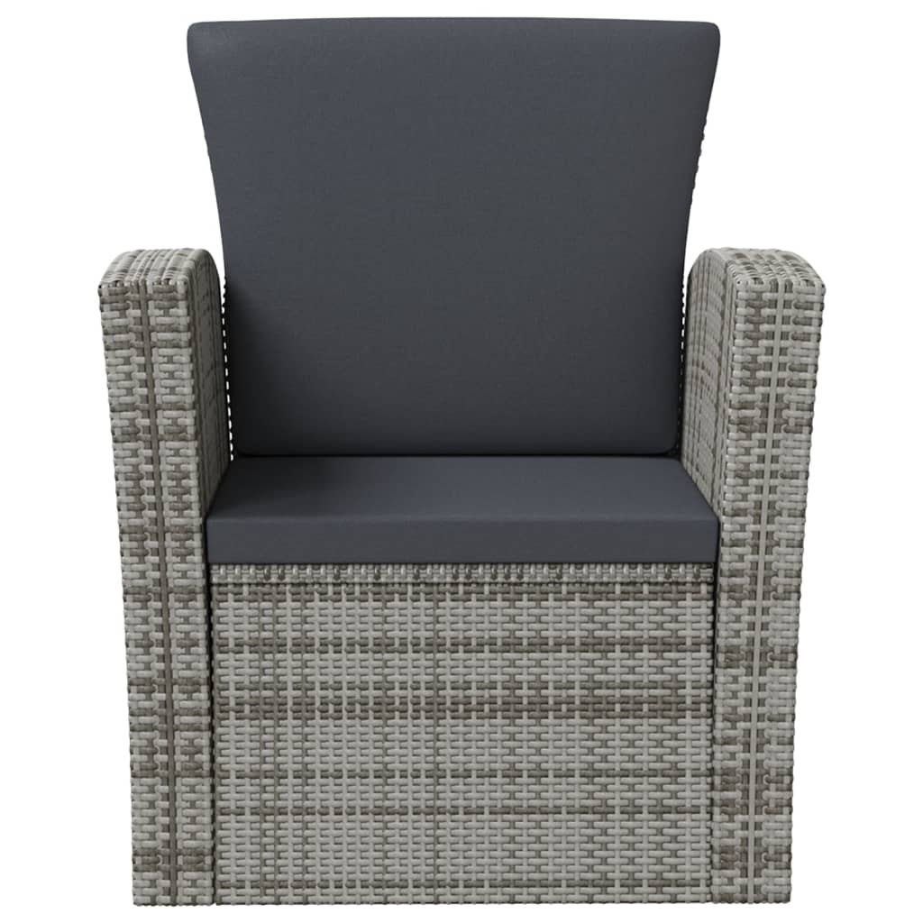 16-delige Loungeset met kussens poly rattan grijs - Afbeelding 4