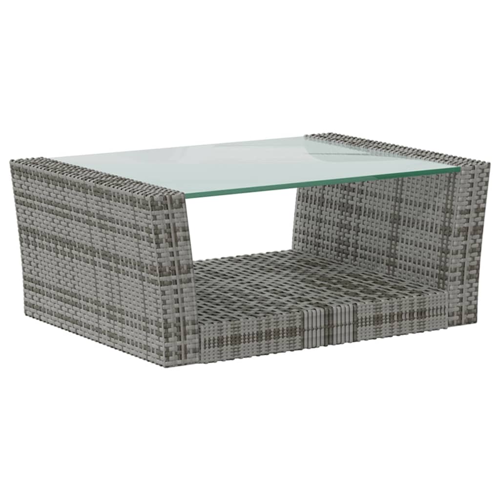 16-delige Loungeset met kussens poly rattan grijs - Afbeelding 7