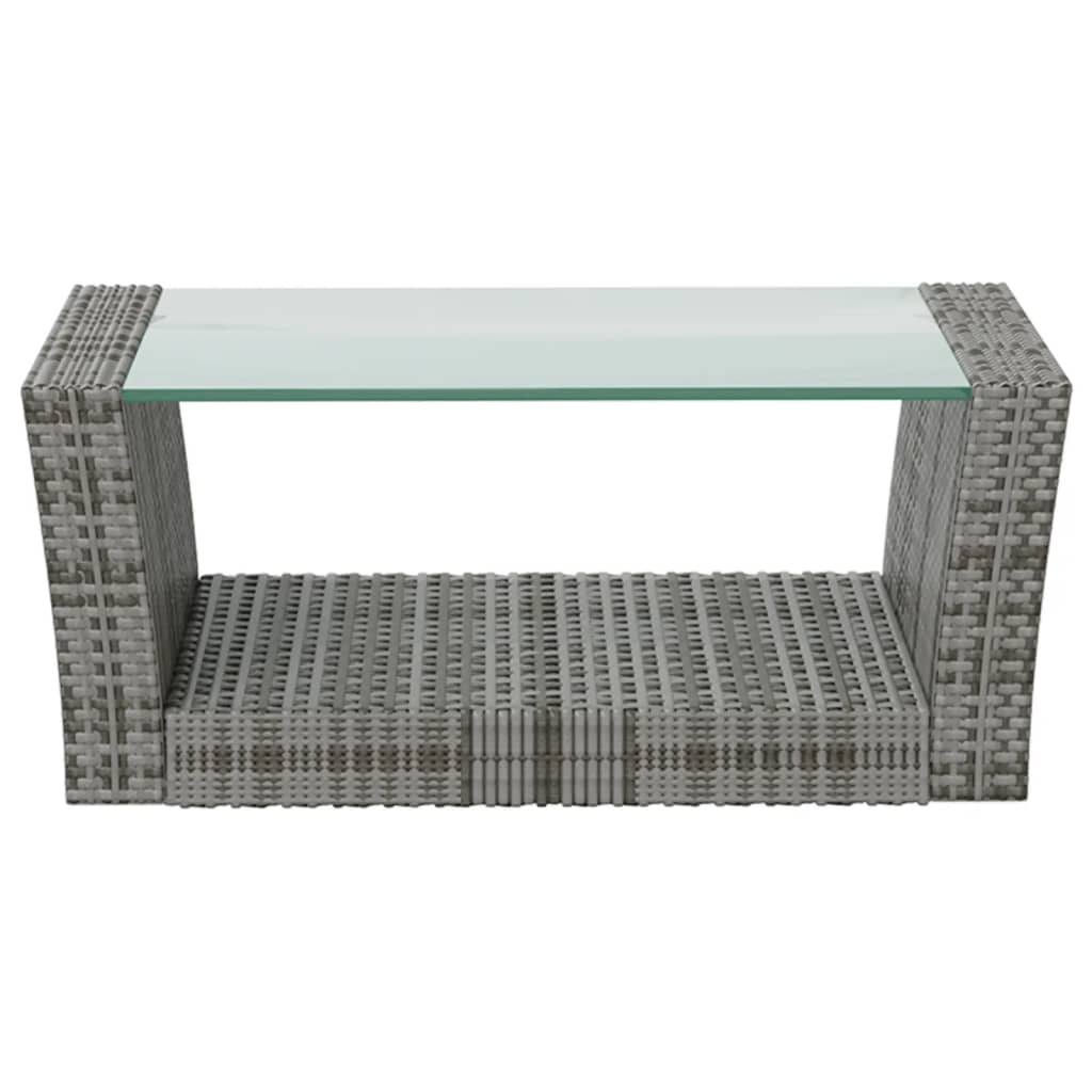 16-delige Loungeset met kussens poly rattan grijs - Afbeelding 8