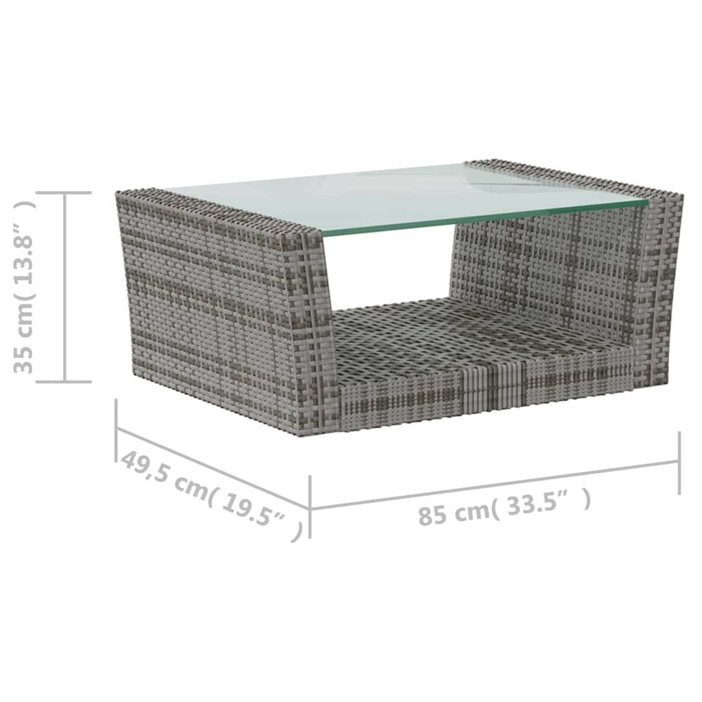 16-delige Loungeset met kussens poly rattan grijs - Afbeelding 11