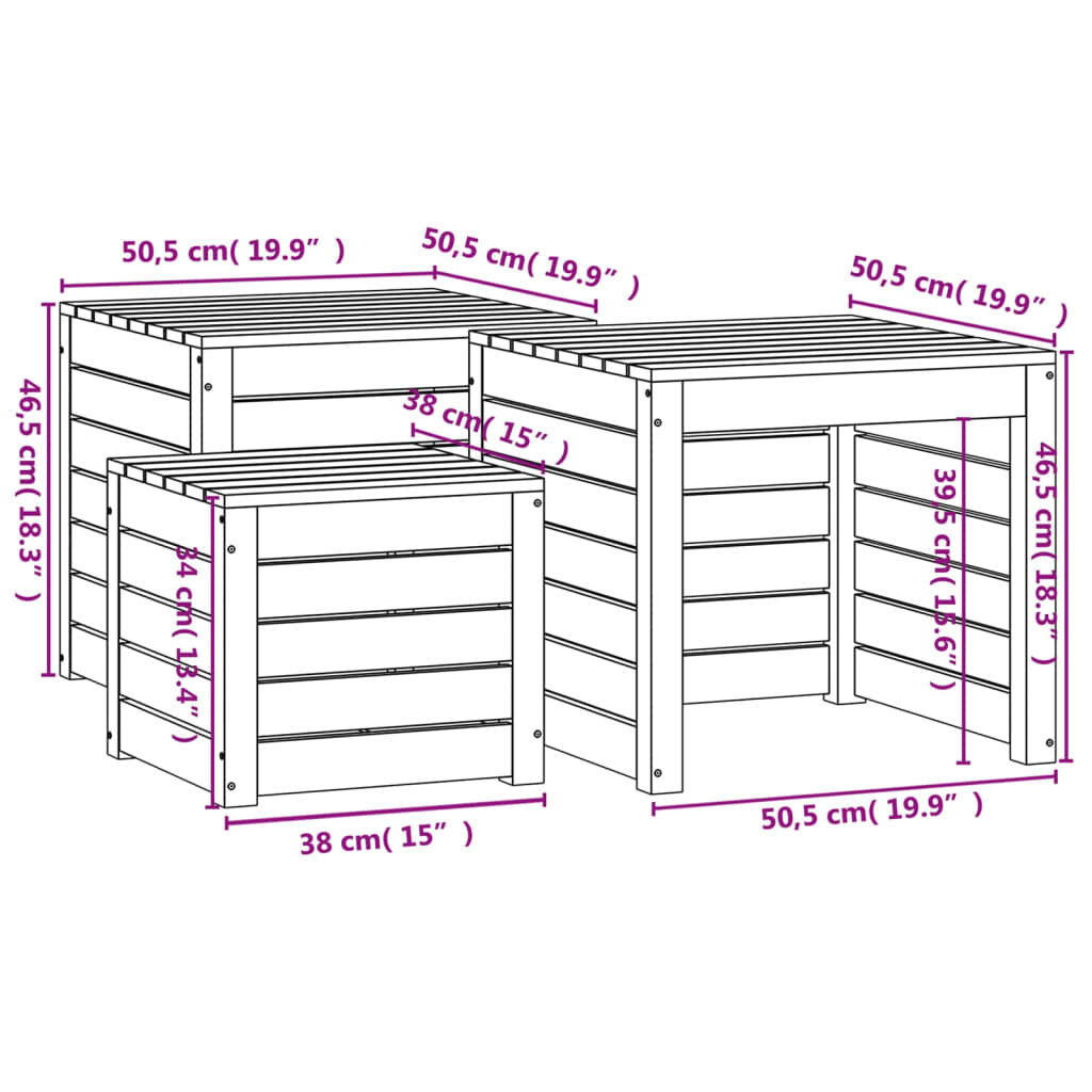 3-delige Tuinboxset massief grenenhout - Afbeelding 10