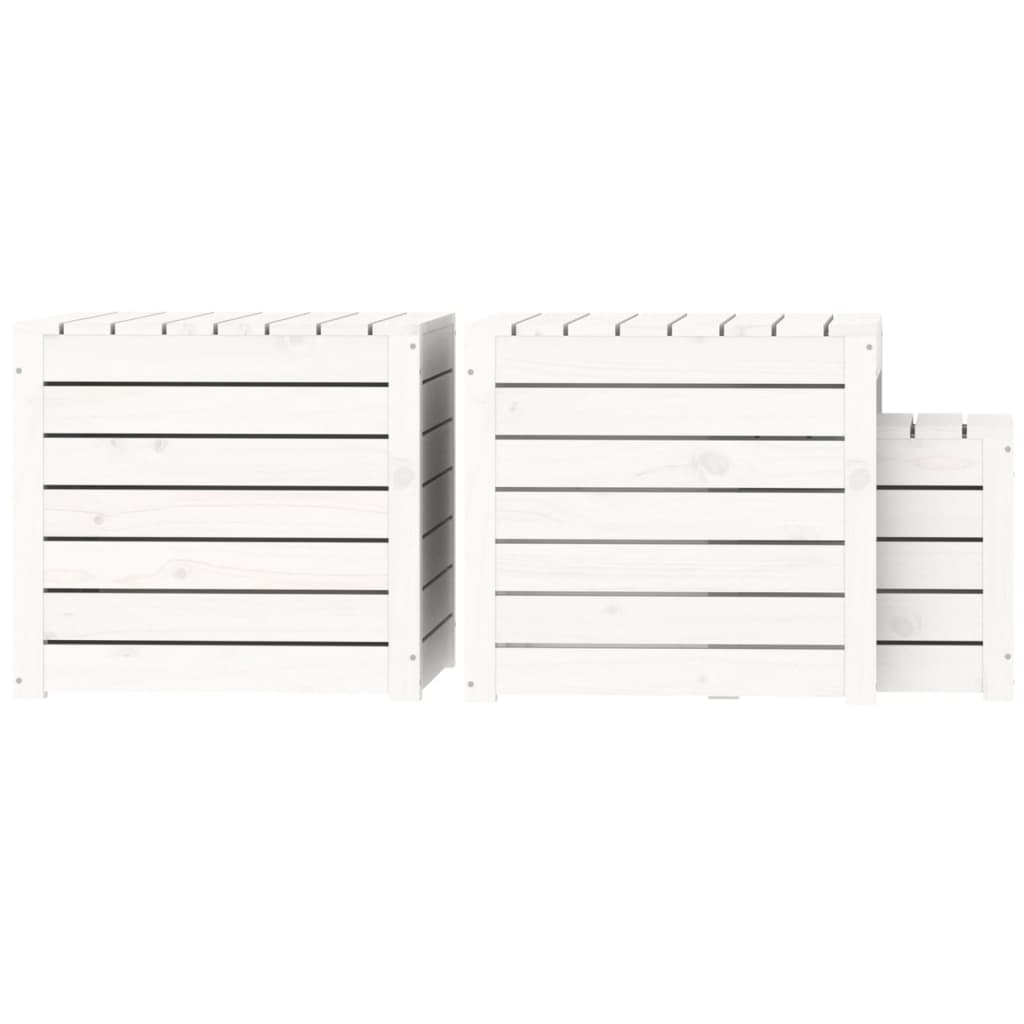 3-delige Tuinboxset massief grenenhout wit - Afbeelding 7