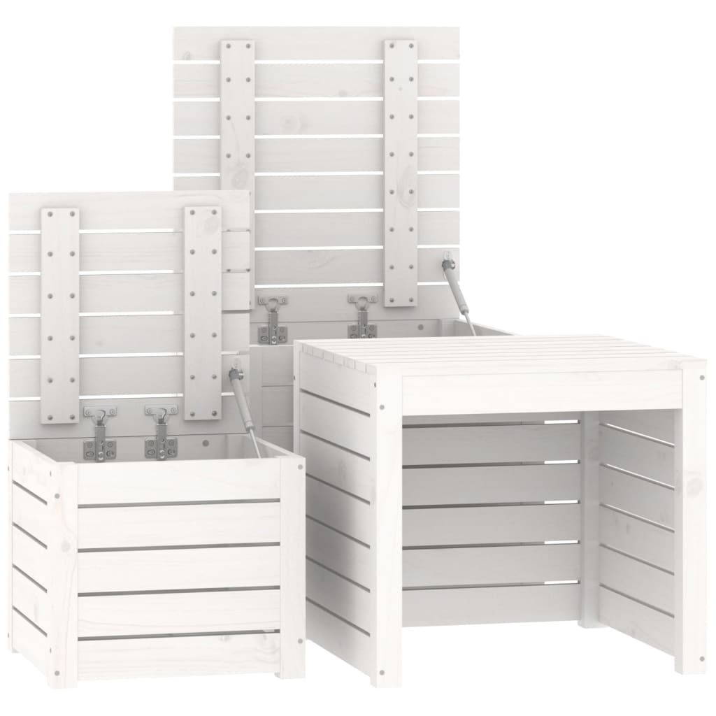 3-delige Tuinboxset massief grenenhout wit - Afbeelding 8