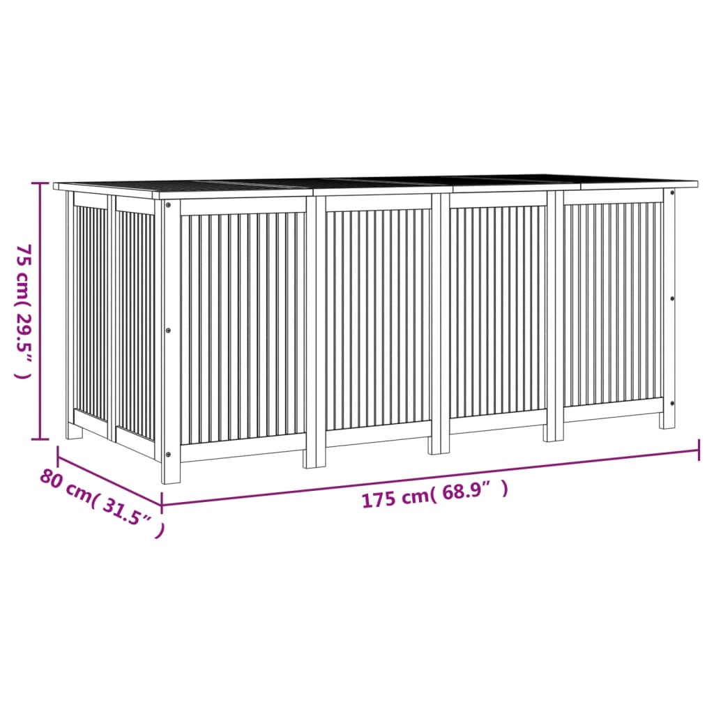 Tuinbox 175x80x75 cm massief acaciahout - Afbeelding 7
