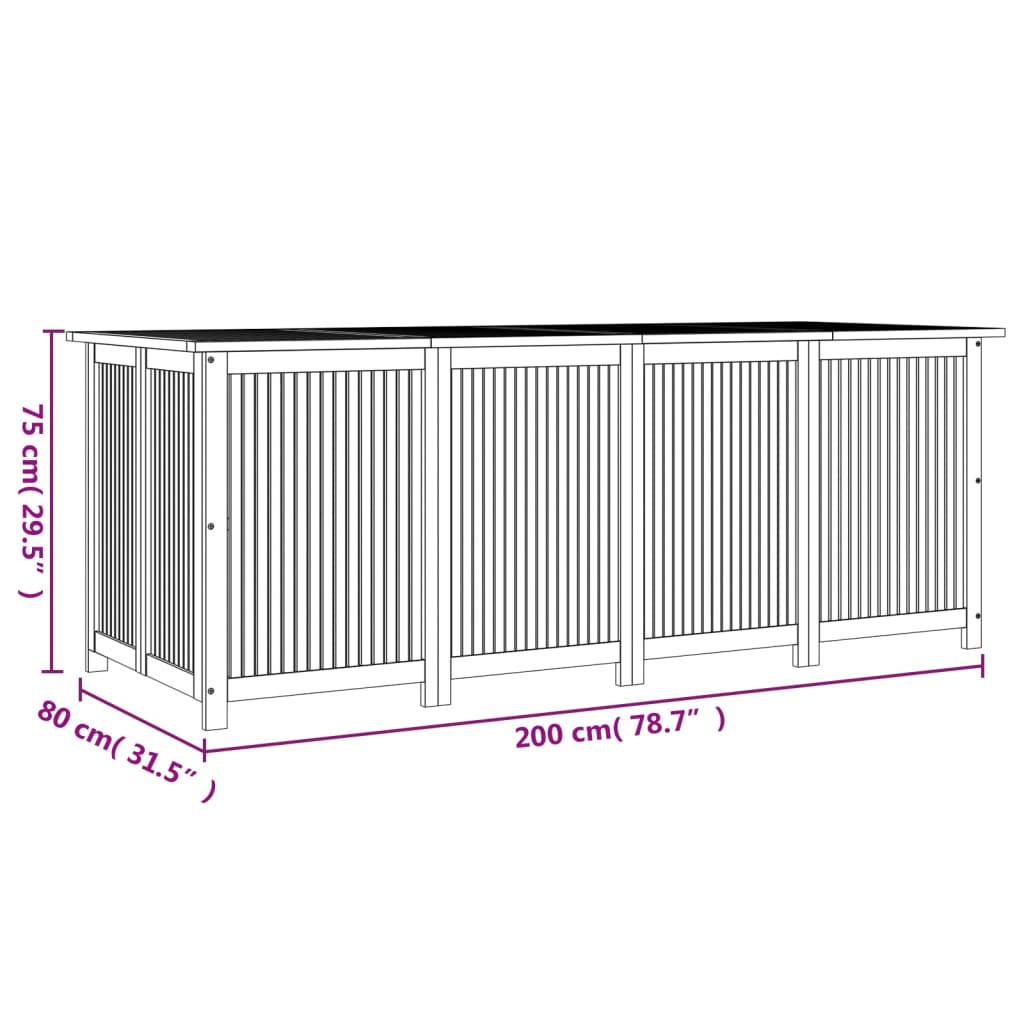 Tuinbox 200x80x75 cm massief acaciahout - Afbeelding 7
