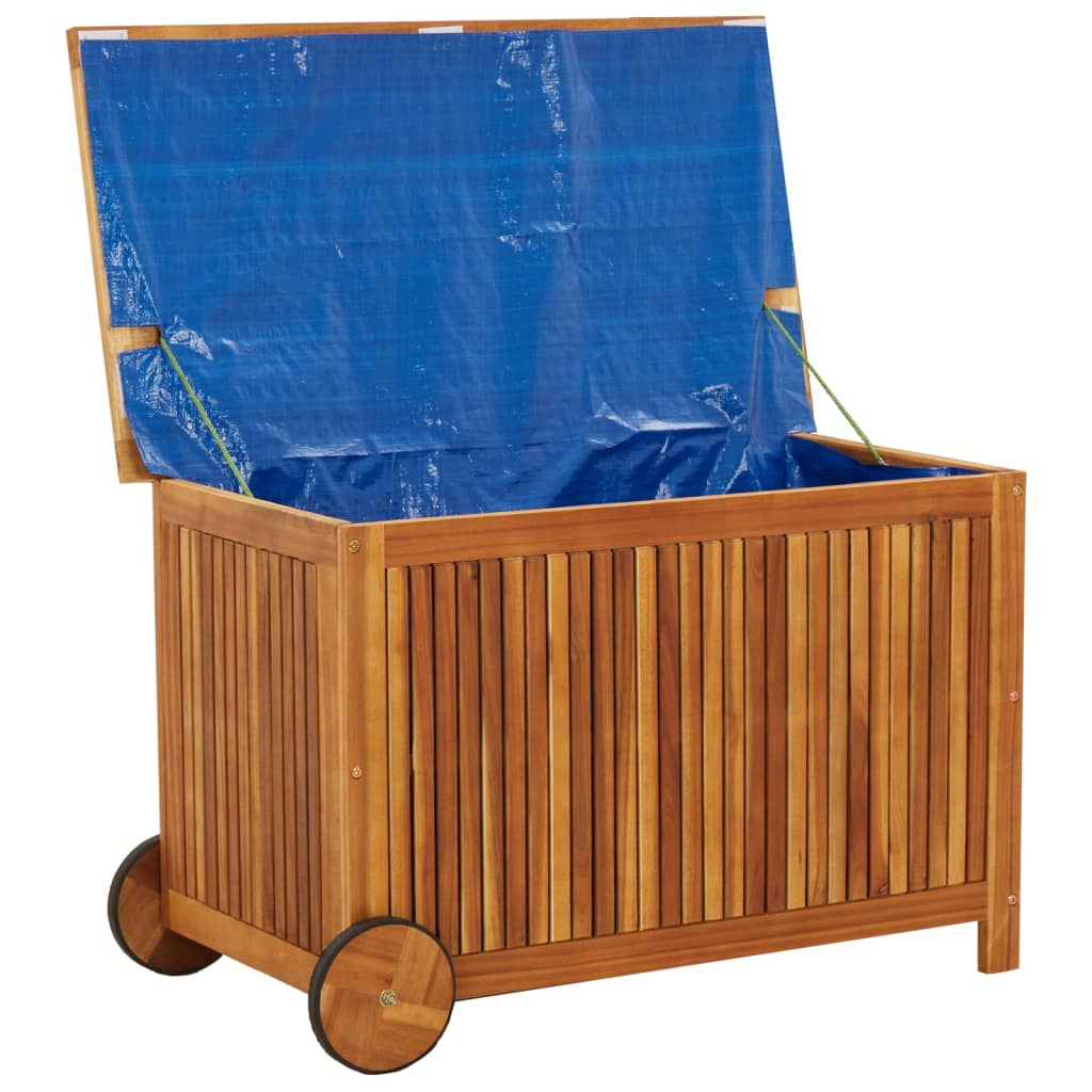 Tuinbox met wieltjes 90x50x58 cm massief acaciahout - Afbeelding 6