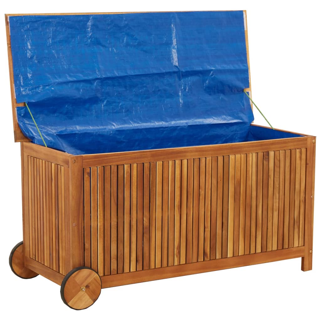Tuinbox met wieltjes 113x50x58 cm massief acaciahout - Afbeelding 6