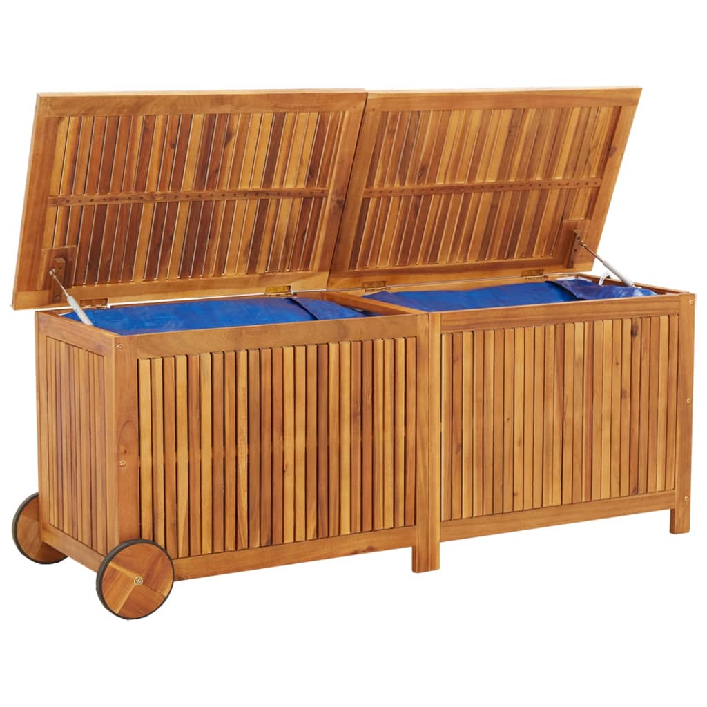 Tuinbox met wieltjes 150x50x58 cm massief acaciahout - Afbeelding 3