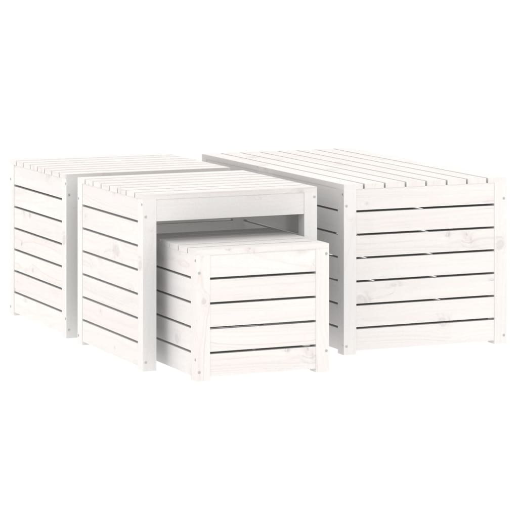 4-delige Tuinboxset massief grenenhout wit - Afbeelding 5