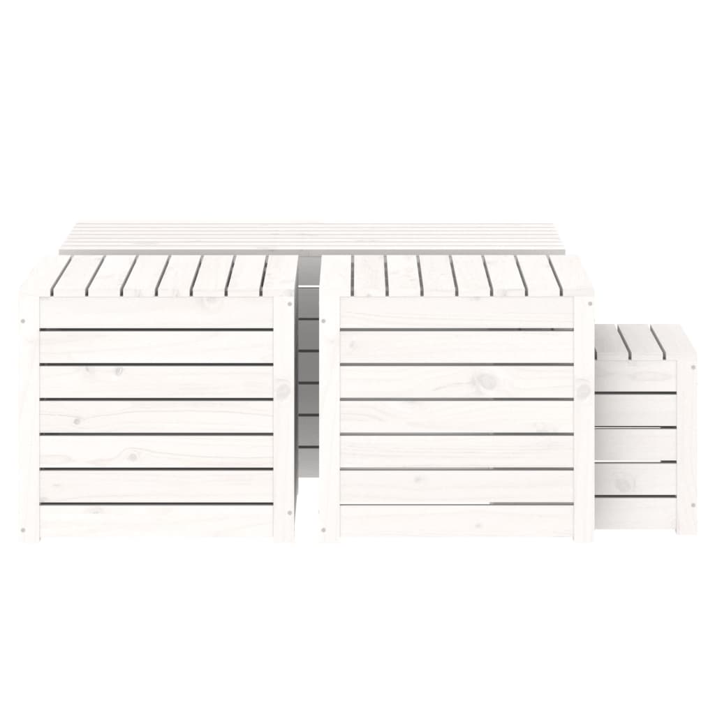 4-delige Tuinboxset massief grenenhout wit - Afbeelding 7