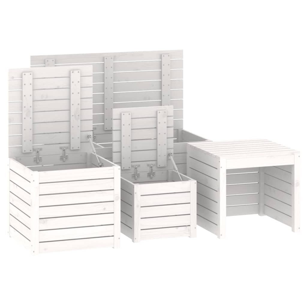 4-delige Tuinboxset massief grenenhout wit - Afbeelding 8
