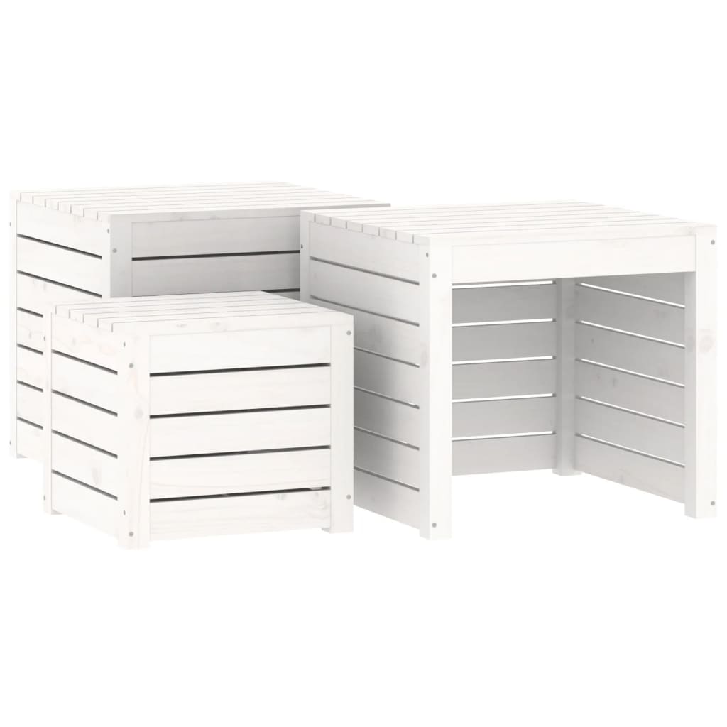 4-delige Tuinboxset massief grenenhout wit - Afbeelding 9