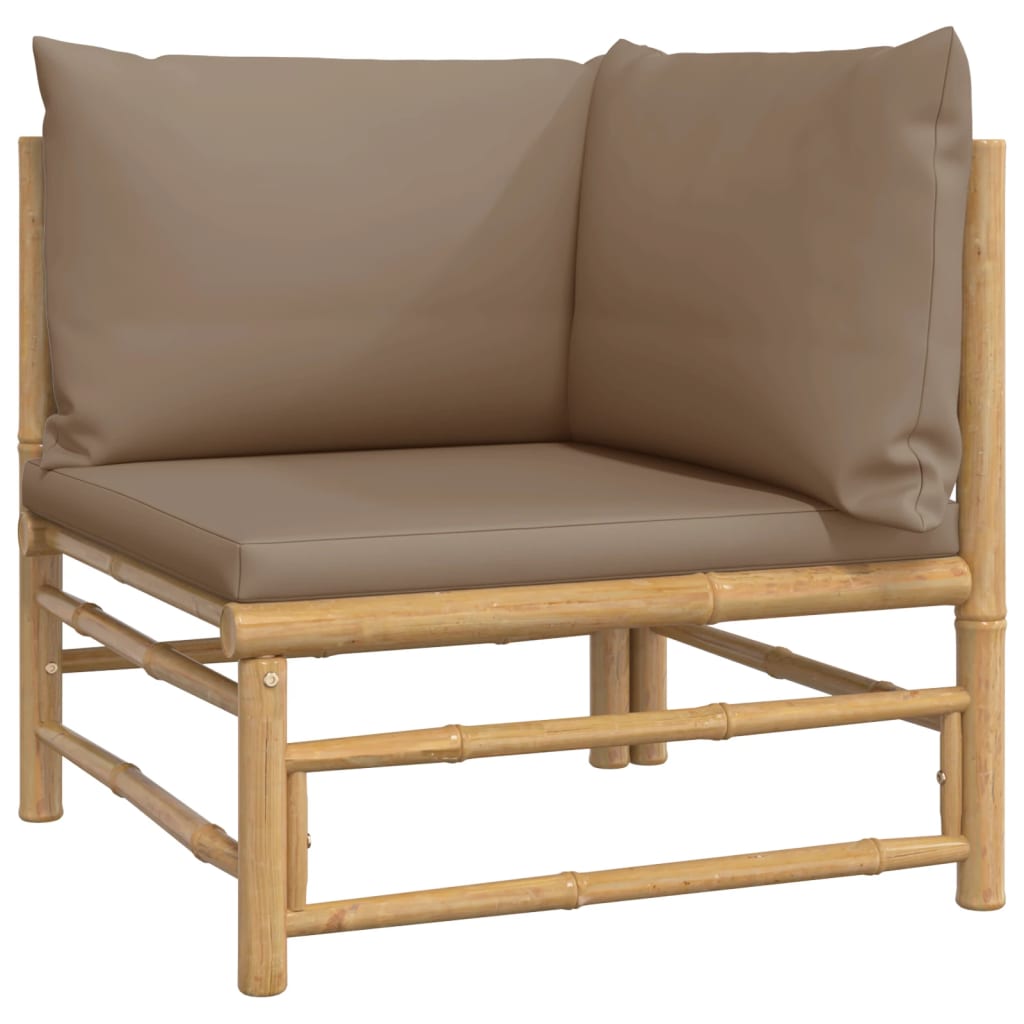 12-delige Loungeset met kussens bamboe taupe - Afbeelding 4