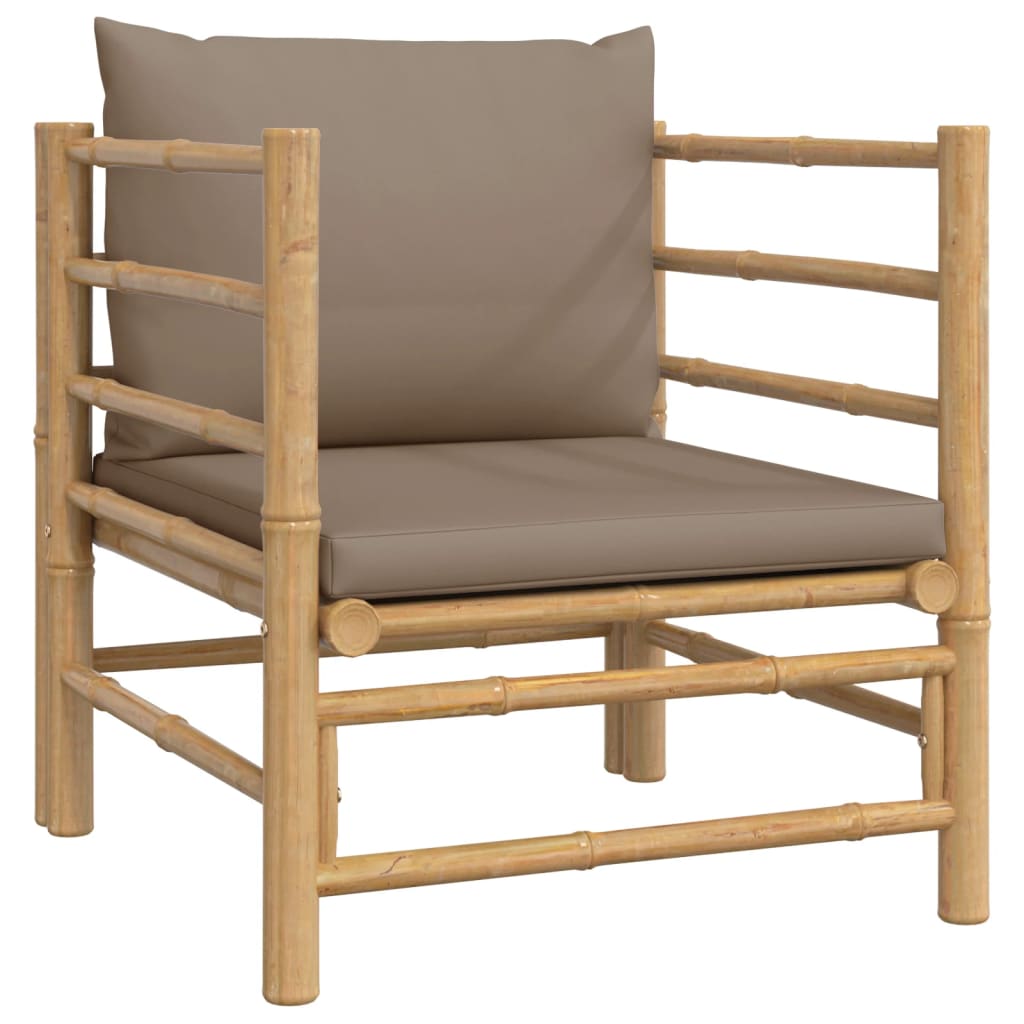 12-delige Loungeset met kussens bamboe taupe - Afbeelding 6