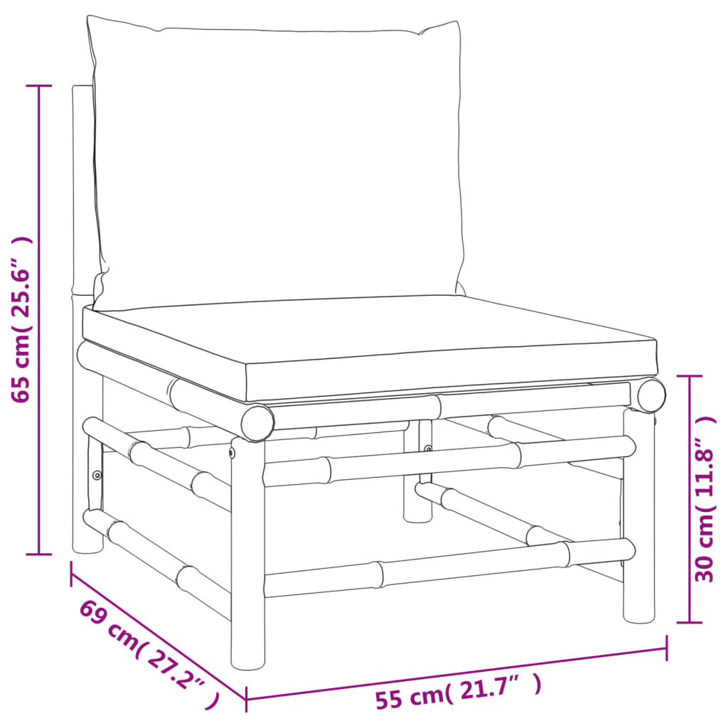 12-delige Loungeset met kussens bamboe taupe - Afbeelding 10