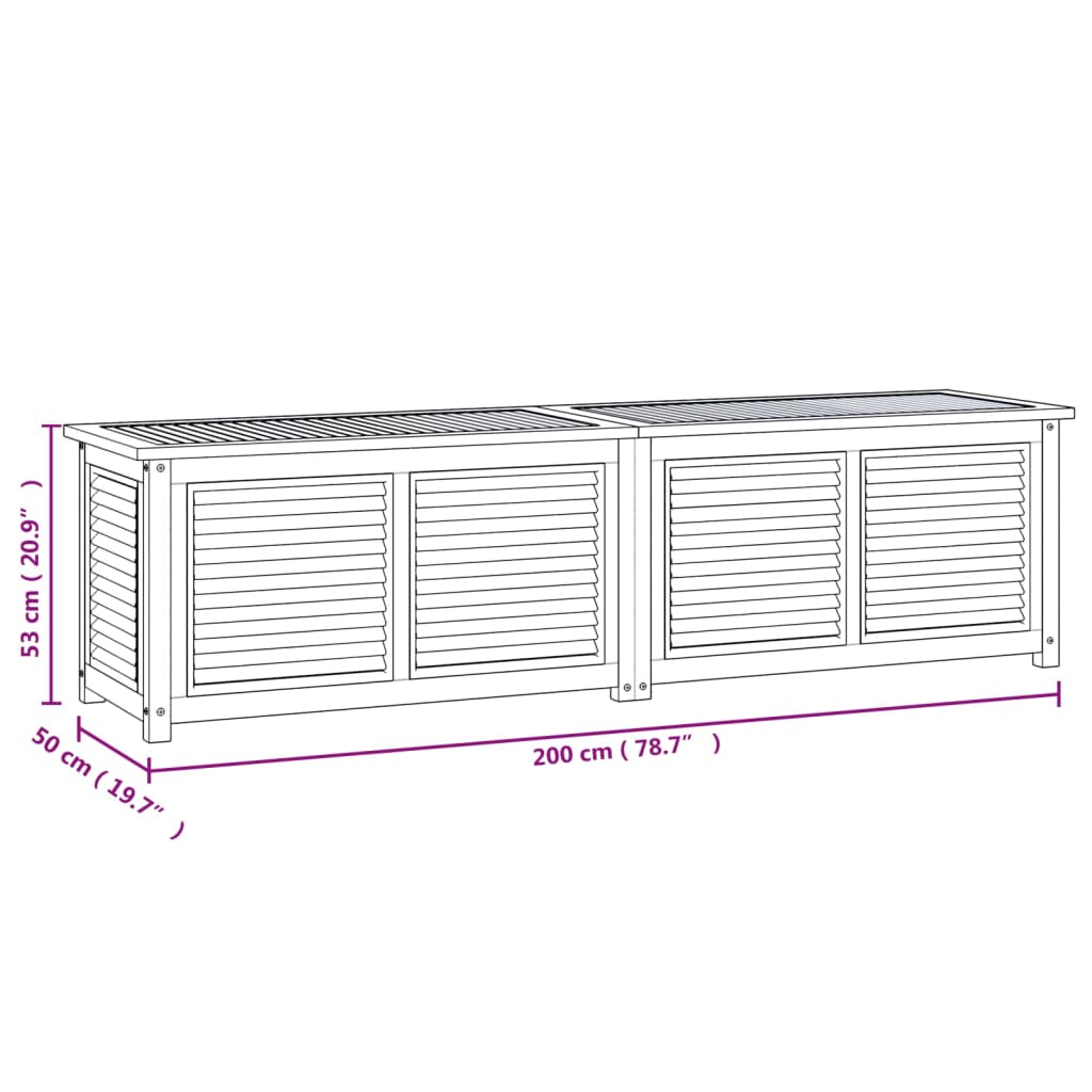 Tuinbox met zak 200x50x55 cm massief teakhout - Afbeelding 9