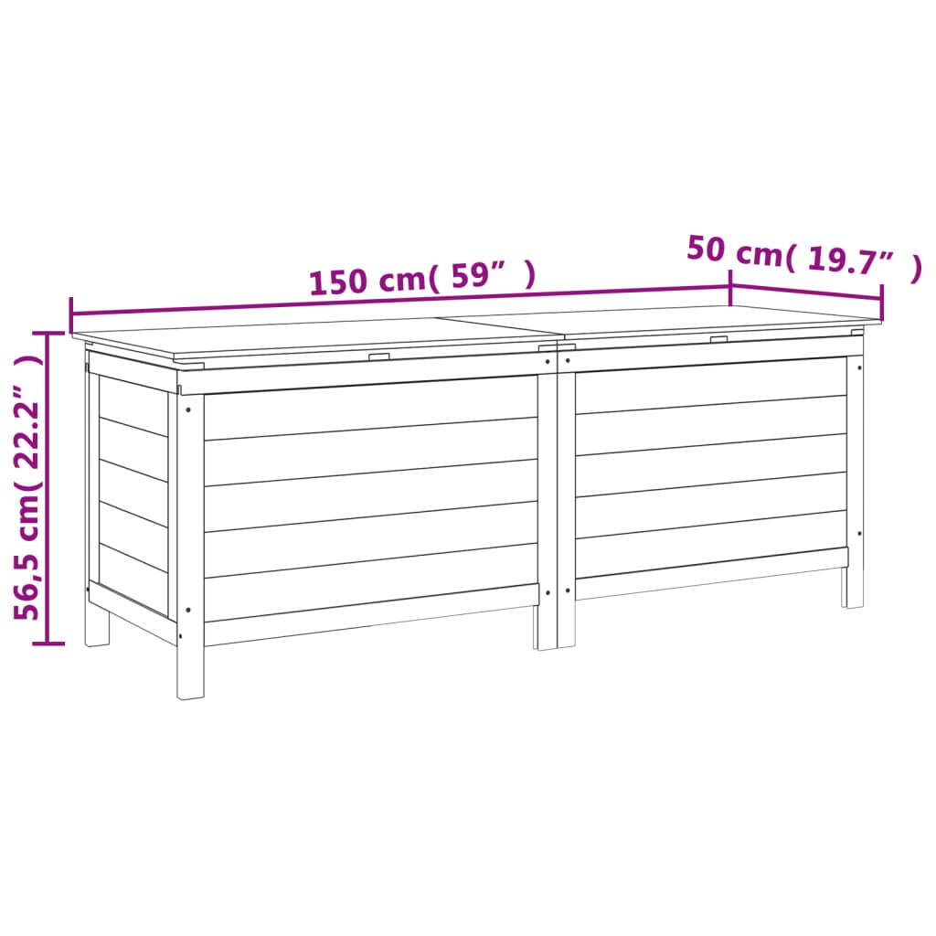 Tuinbox 150x50x56,5 cm massief vurenhout - Afbeelding 8