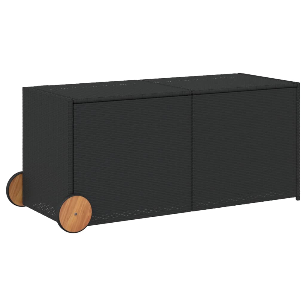 VidaXL Tuinbox met wielen 283 L poly rattan zwart - Afbeelding 2