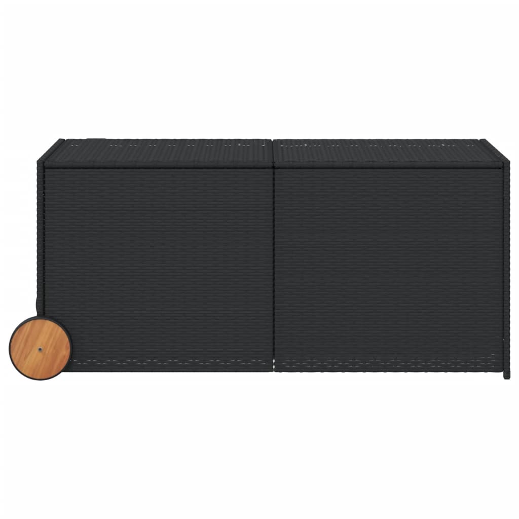 VidaXL Tuinbox met wielen 283 L poly rattan zwart - Afbeelding 4