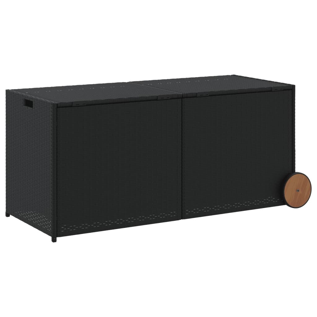 VidaXL Tuinbox met wielen 283 L poly rattan zwart - Afbeelding 6