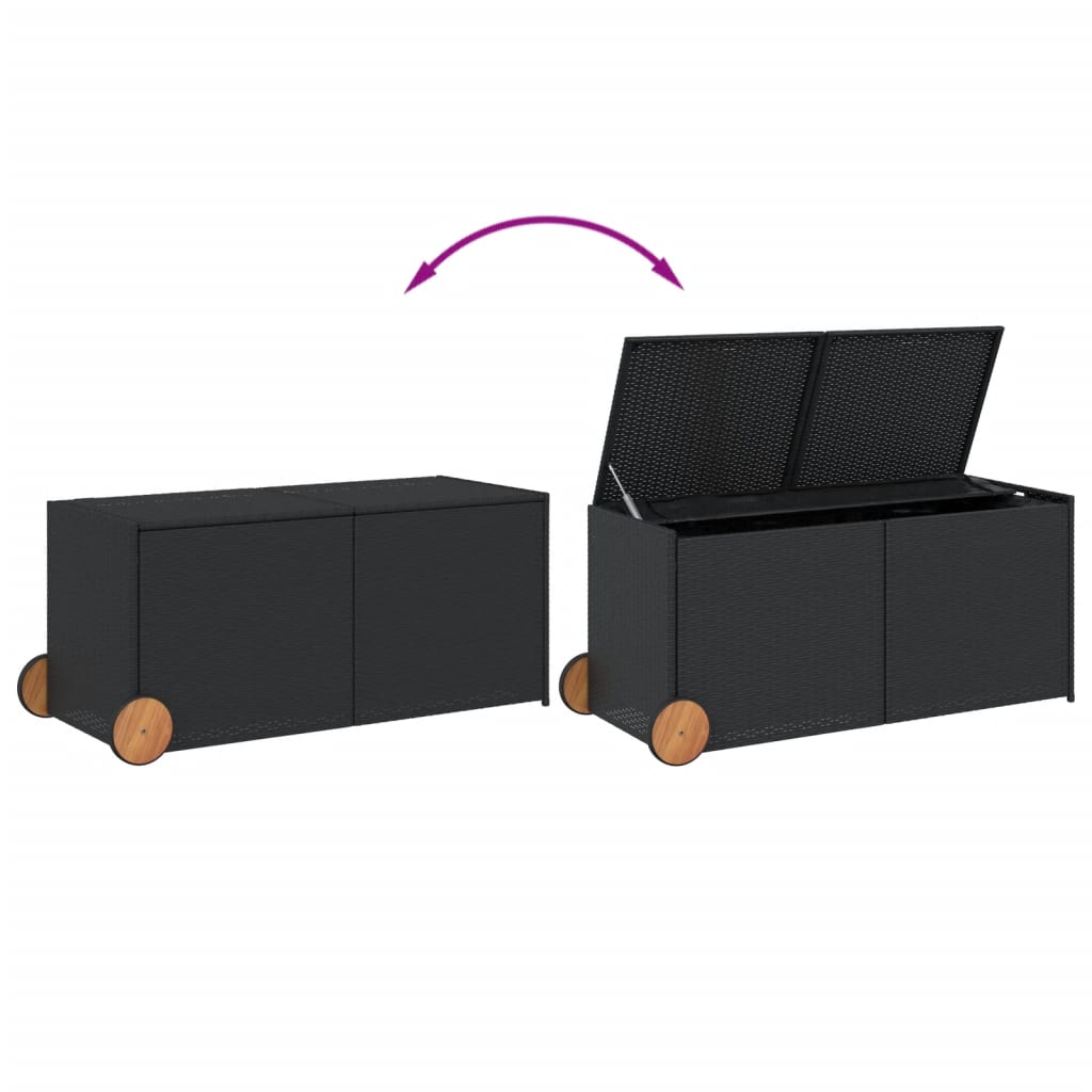 VidaXL Tuinbox met wielen 283 L poly rattan zwart - Afbeelding 7