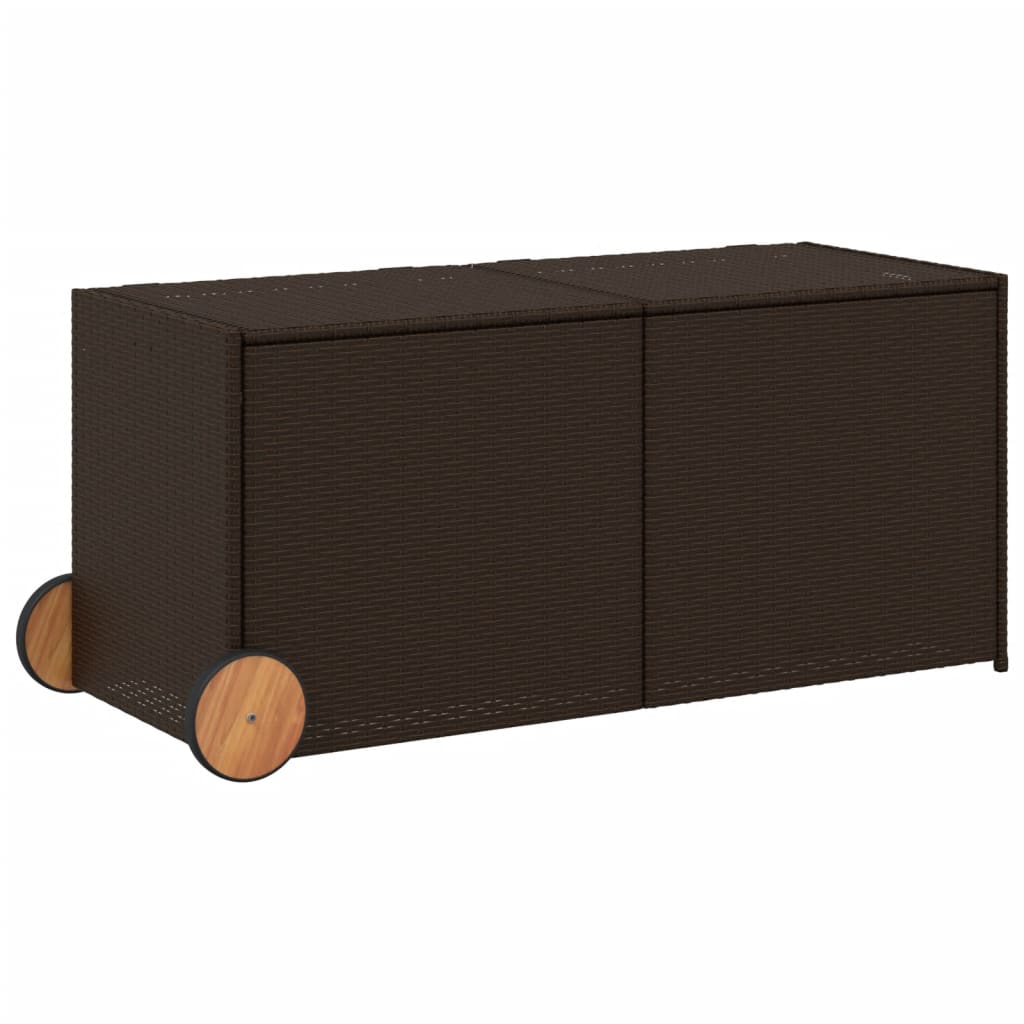 VidaXL Tuinbox met wielen 283 L poly rattan bruin - Afbeelding 2