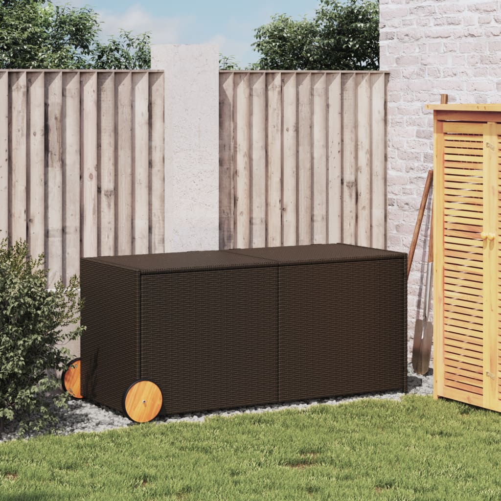 VidaXL Tuinbox met wielen 283 L poly rattan bruin - Afbeelding 3