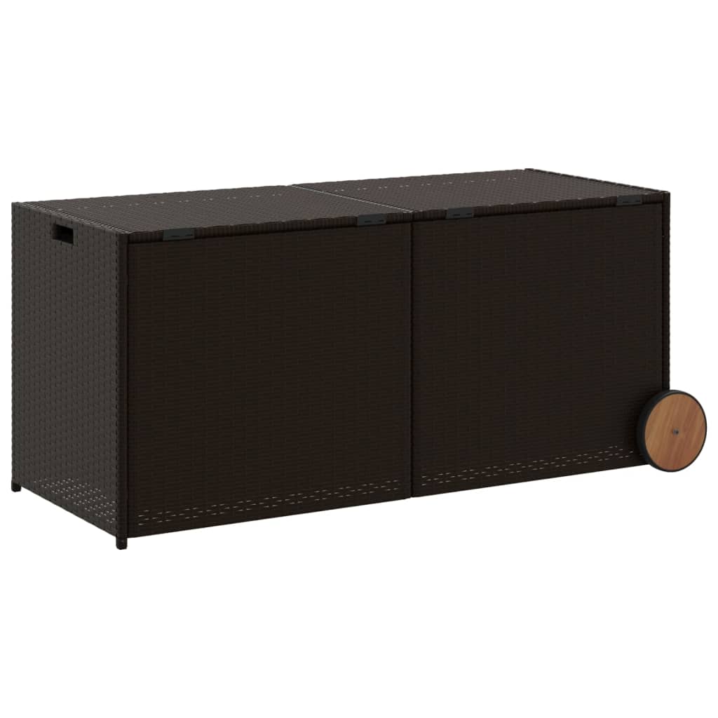 VidaXL Tuinbox met wielen 283 L poly rattan bruin - Afbeelding 6