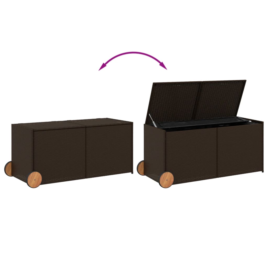 VidaXL Tuinbox met wielen 283 L poly rattan bruin - Afbeelding 7