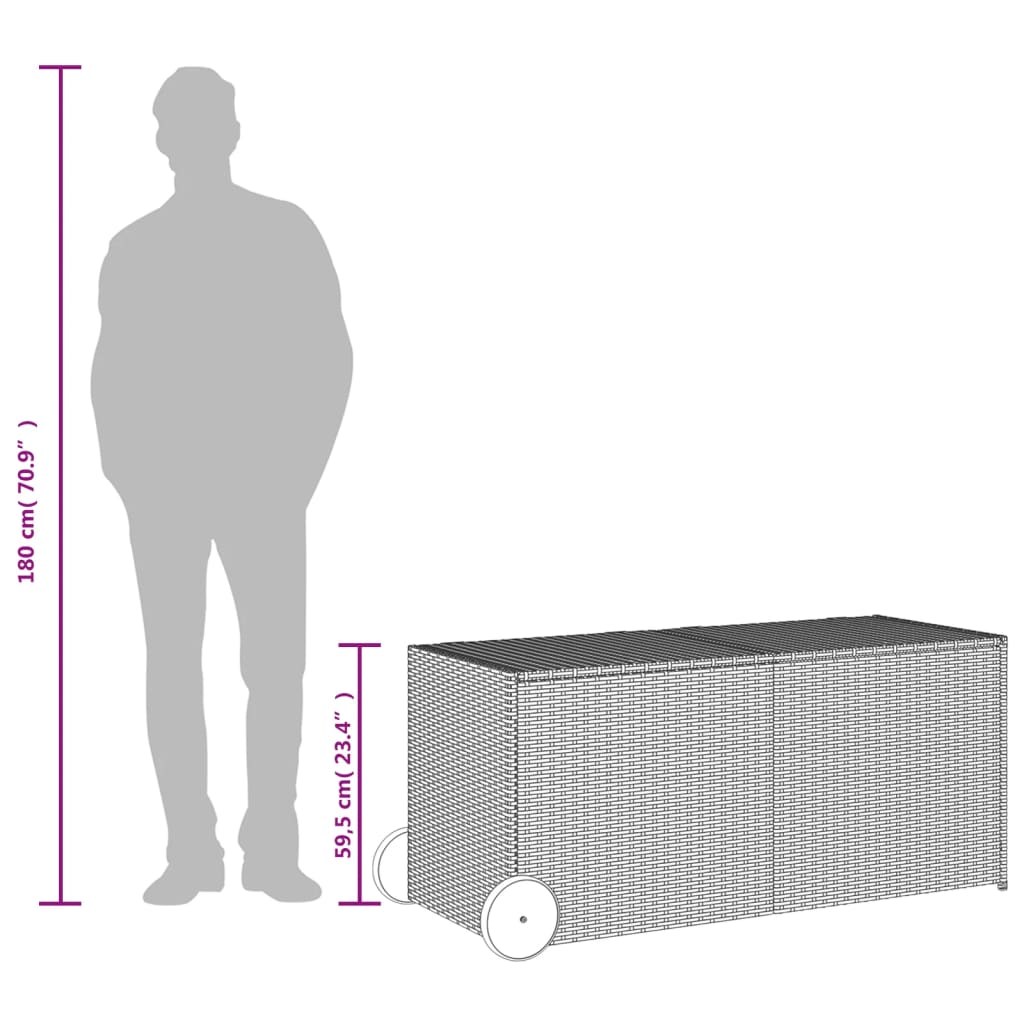 VidaXL Tuinbox met wielen 283 L poly rattan bruin - Afbeelding 10