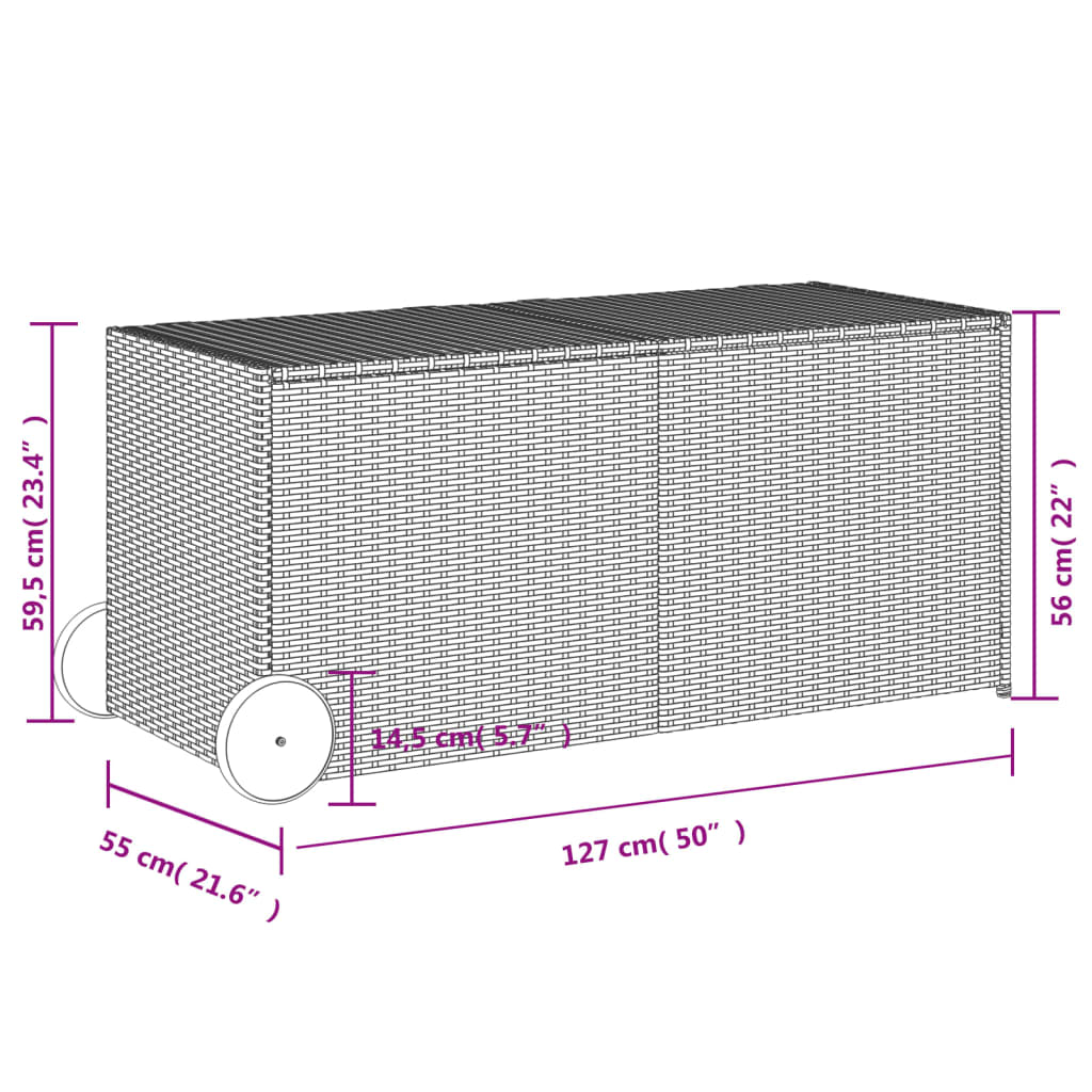 VidaXL Tuinbox met wielen 283 L poly rattan bruin - Afbeelding 11