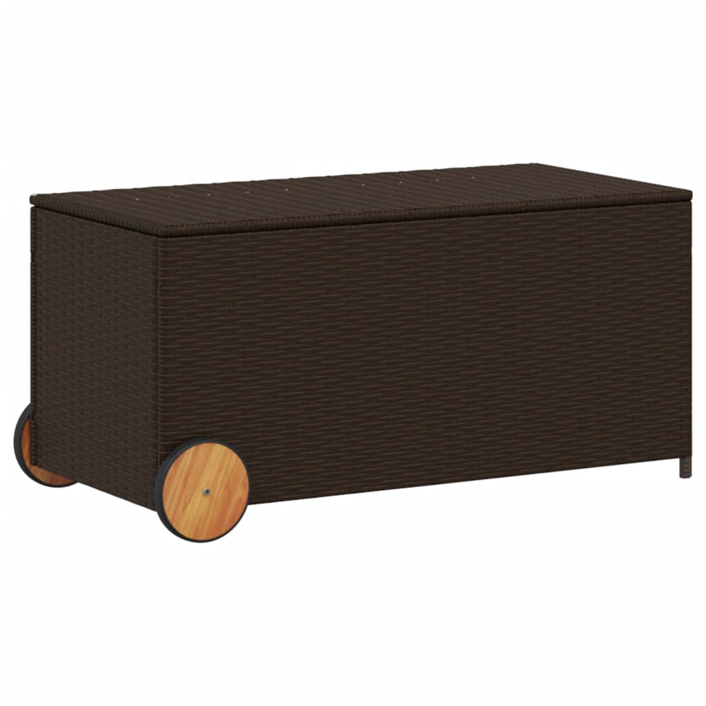 Tuinbox met wielen 190 L poly rattan bruin - Afbeelding 2