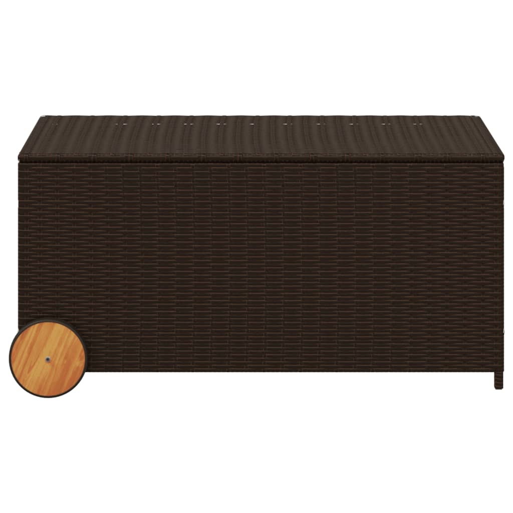 Tuinbox met wielen 190 L poly rattan bruin - Afbeelding 4
