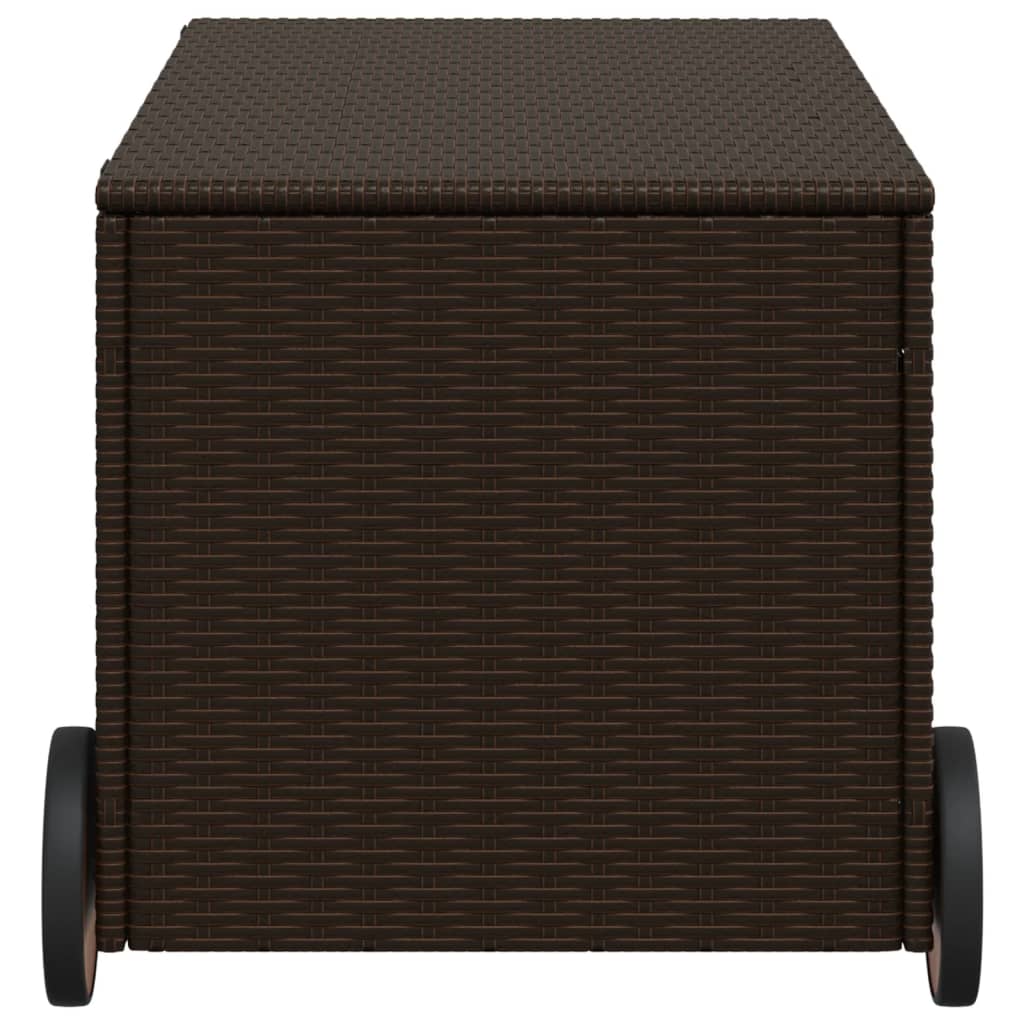 Tuinbox met wielen 190 L poly rattan bruin - Afbeelding 5