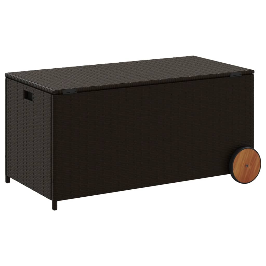 Tuinbox met wielen 190 L poly rattan bruin - Afbeelding 6