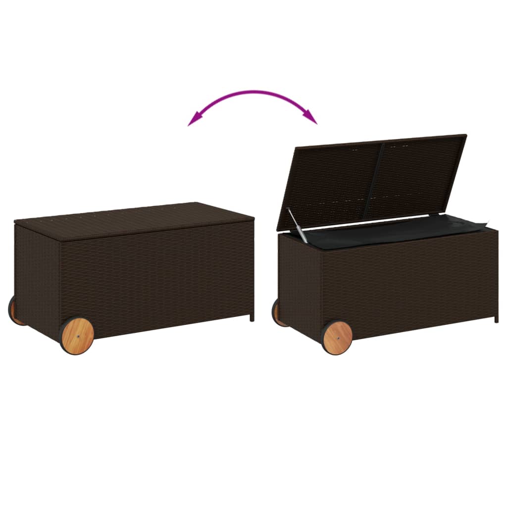 Tuinbox met wielen 190 L poly rattan bruin - Afbeelding 7