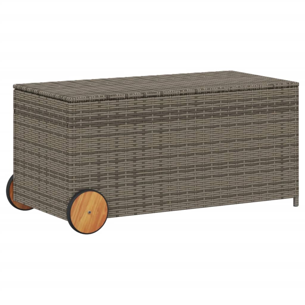 Tuinbox met wielen 190 L poly rattan grijs - Afbeelding 2
