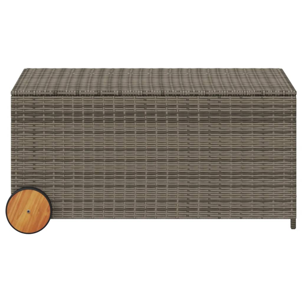 Tuinbox met wielen 190 L poly rattan grijs - Afbeelding 4