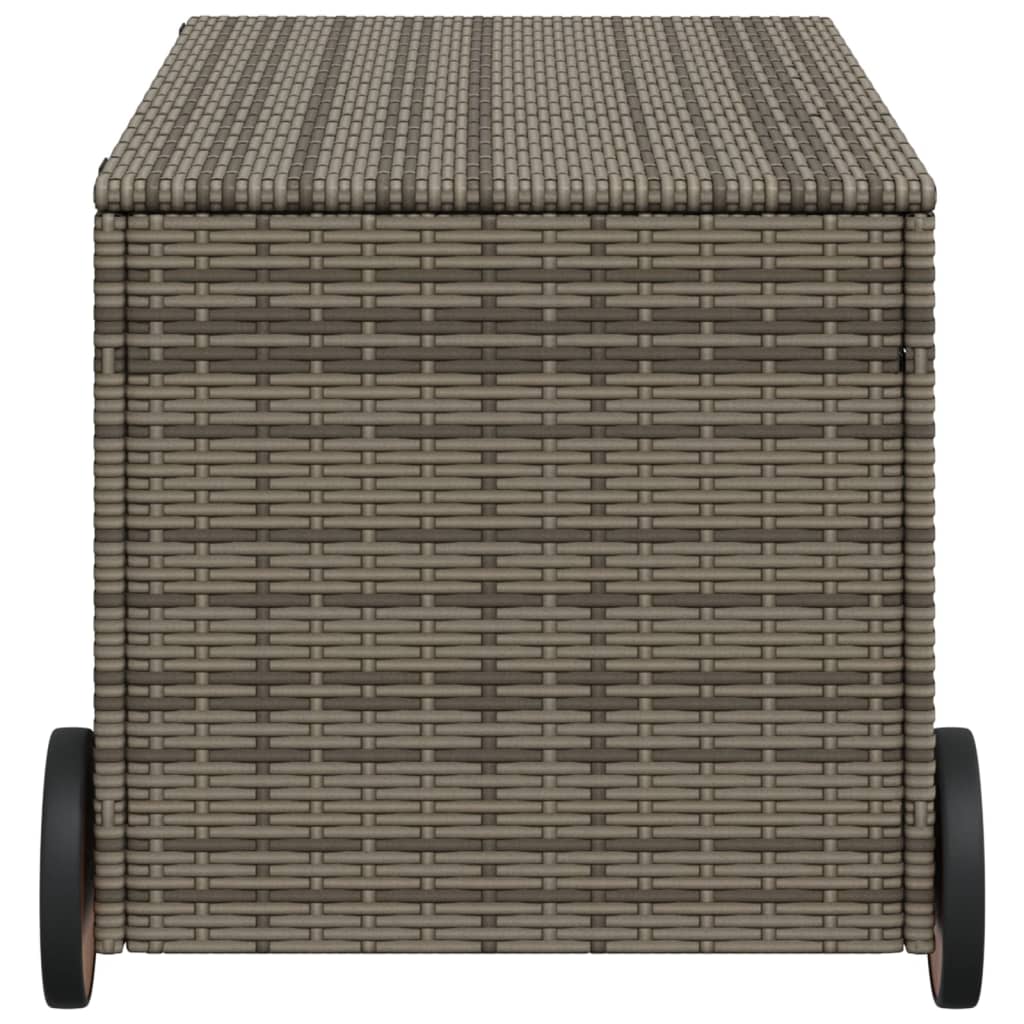 Tuinbox met wielen 190 L poly rattan grijs - Afbeelding 5