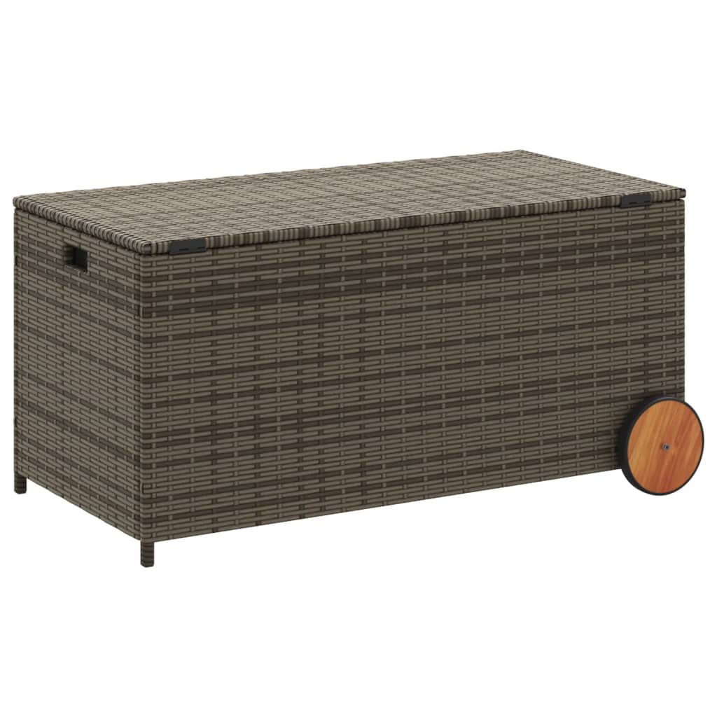 Tuinbox met wielen 190 L poly rattan grijs - Afbeelding 6