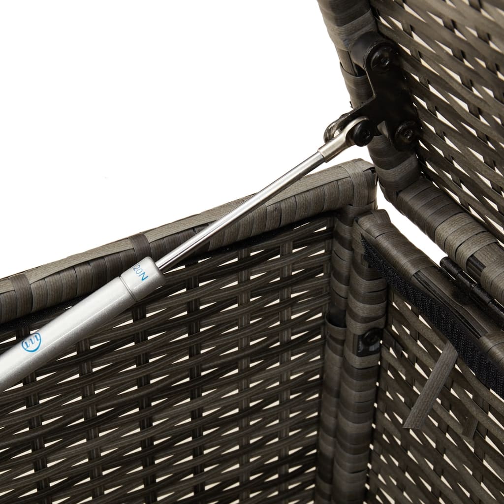 Tuinbox met wielen 190 L poly rattan grijs - Afbeelding 8