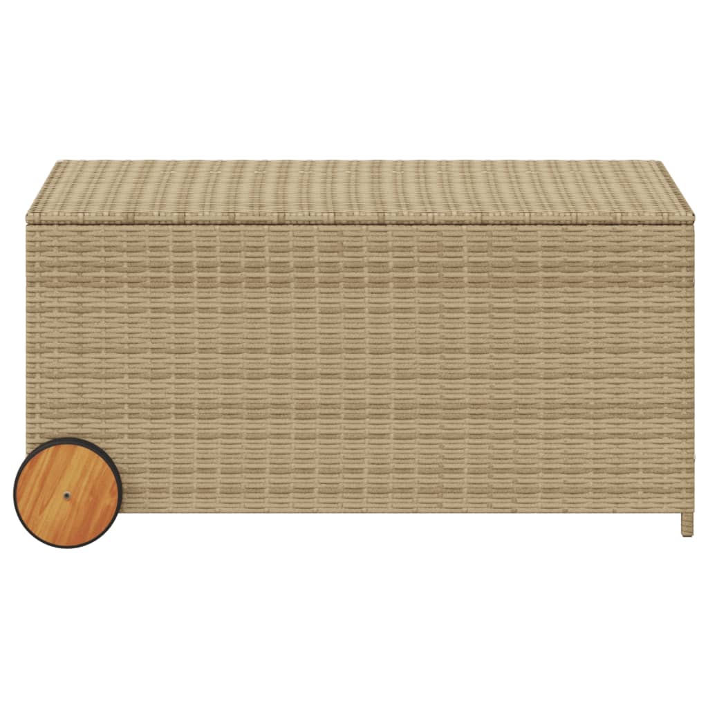 Tuinbox met wielen 190 L poly rattan gemengd beige - Afbeelding 4