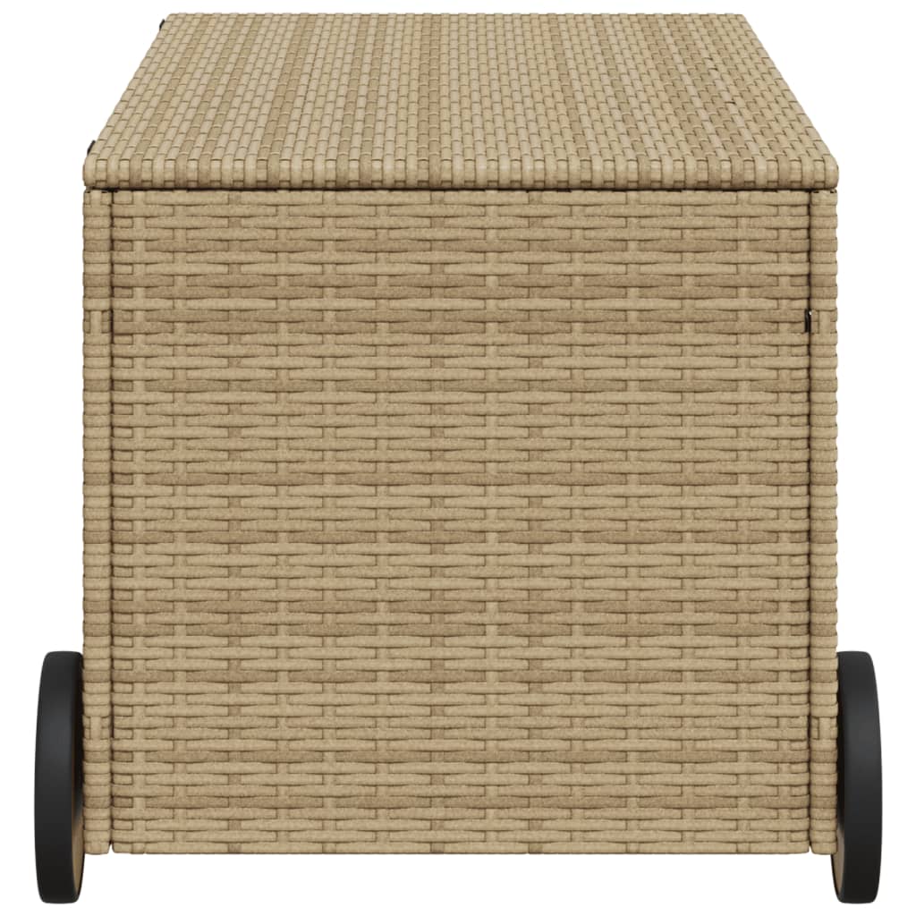 Tuinbox met wielen 190 L poly rattan gemengd beige - Afbeelding 5