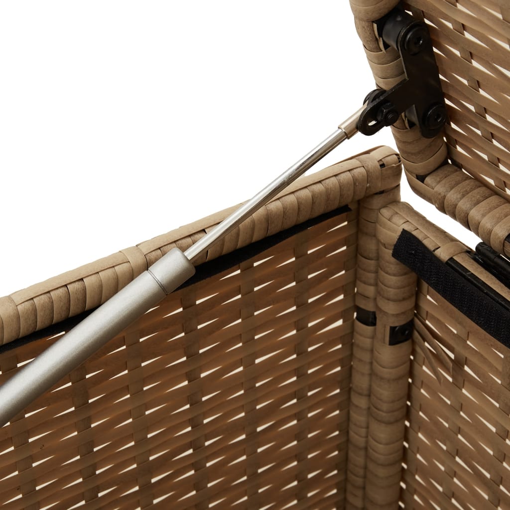 Tuinbox met wielen 190 L poly rattan gemengd beige - Afbeelding 8