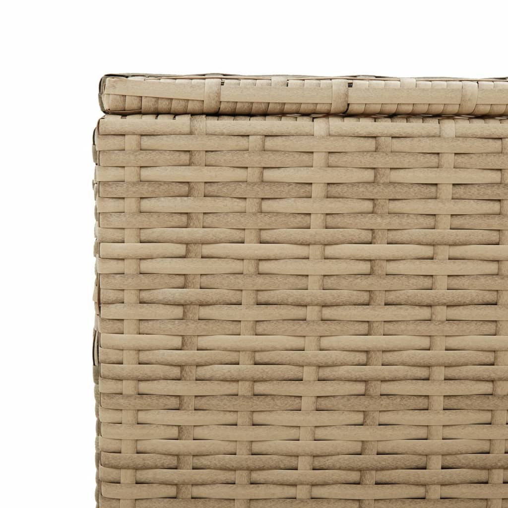 Tuinbox met wielen 190 L poly rattan gemengd beige - Afbeelding 9