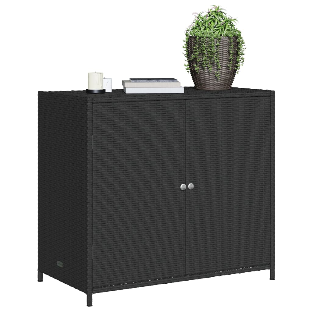 Tuinkast 83x45x76 cm poly rattan zwart - Afbeelding 4