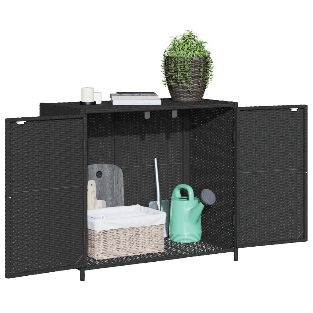 Tuinkast 83x45x76 cm poly rattan zwart - Afbeelding 5