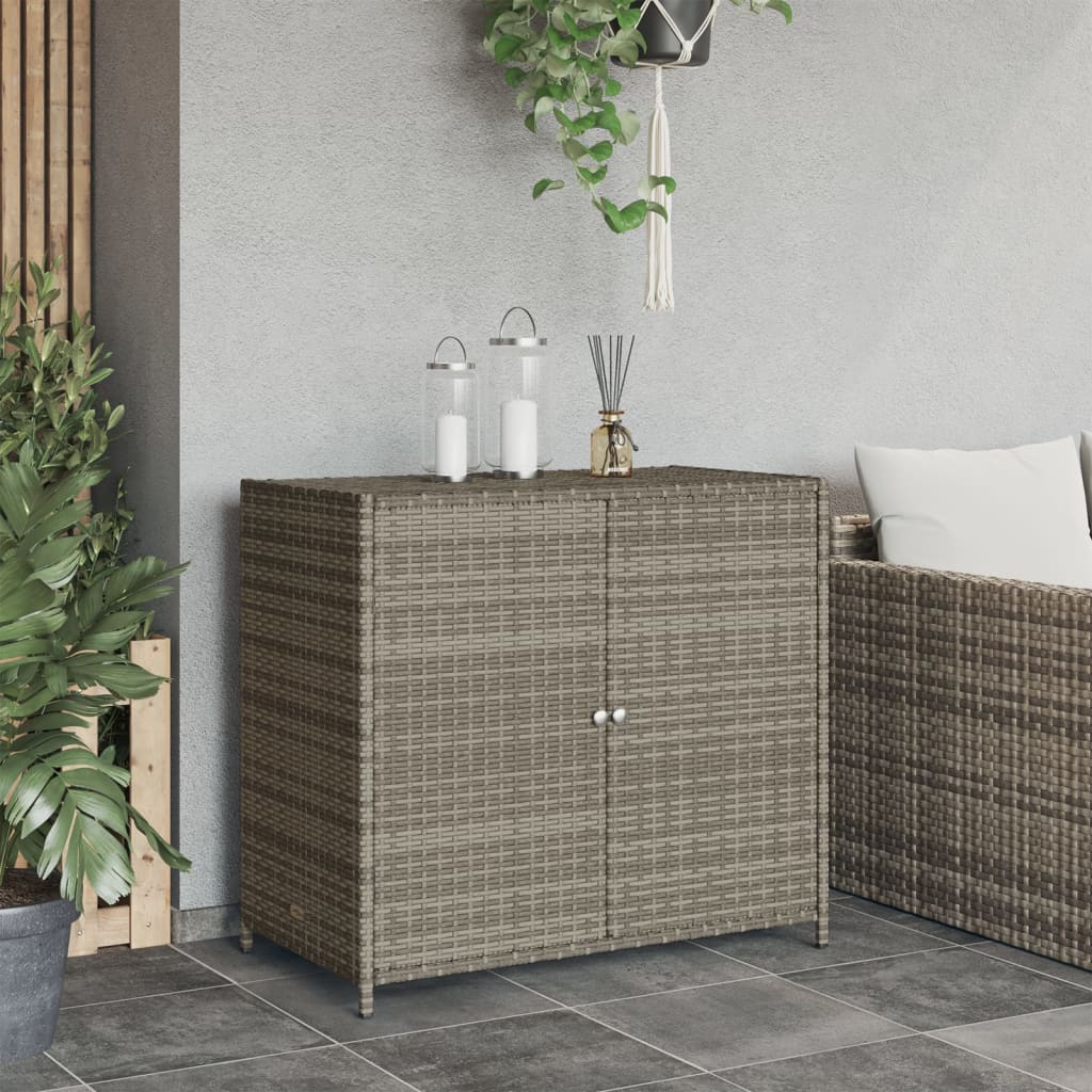 Tuinkast 83x45x76 cm poly rattan grijs - Afbeelding 3